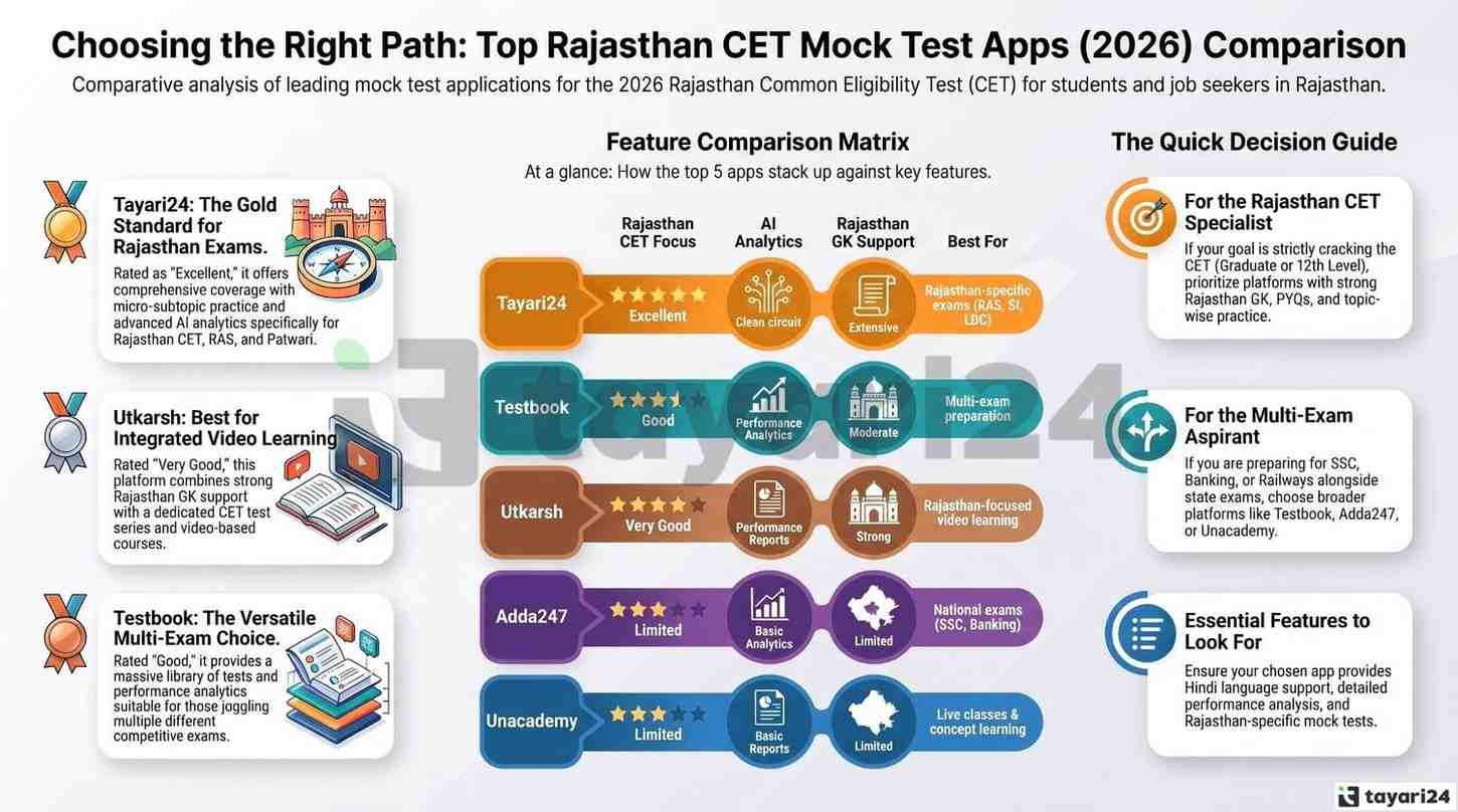 Comparison of the Best Rajasthan CET Mock Test Apps (2026)