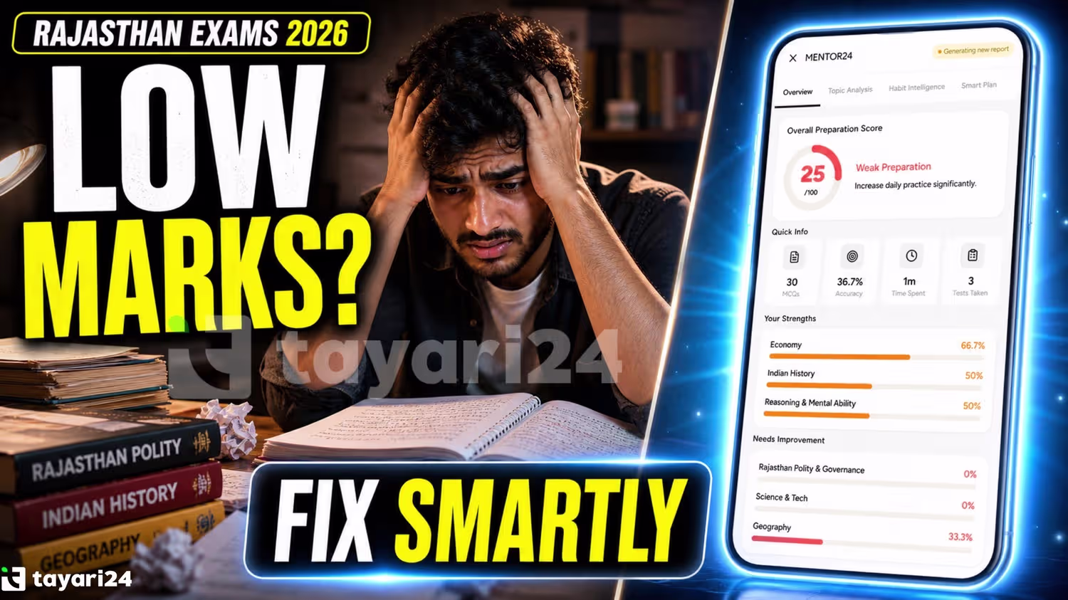 Rajasthan Exams 2026 Strategy: Why Your Marks Are Low & How to Improve | Tayari24
